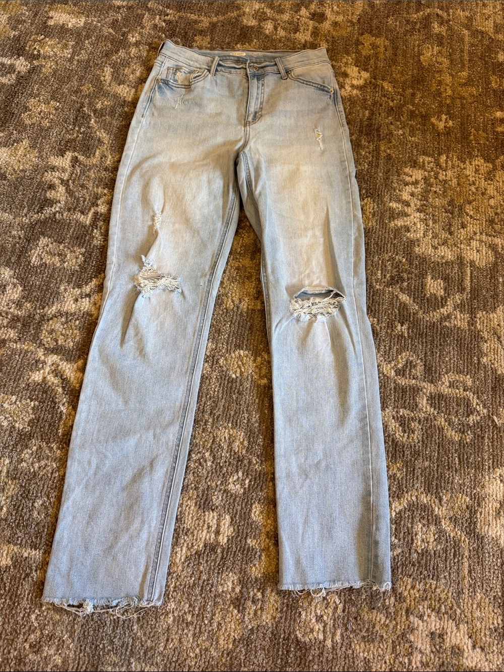 Old Navy Light Blue Distressed Straight-Leg Jeans